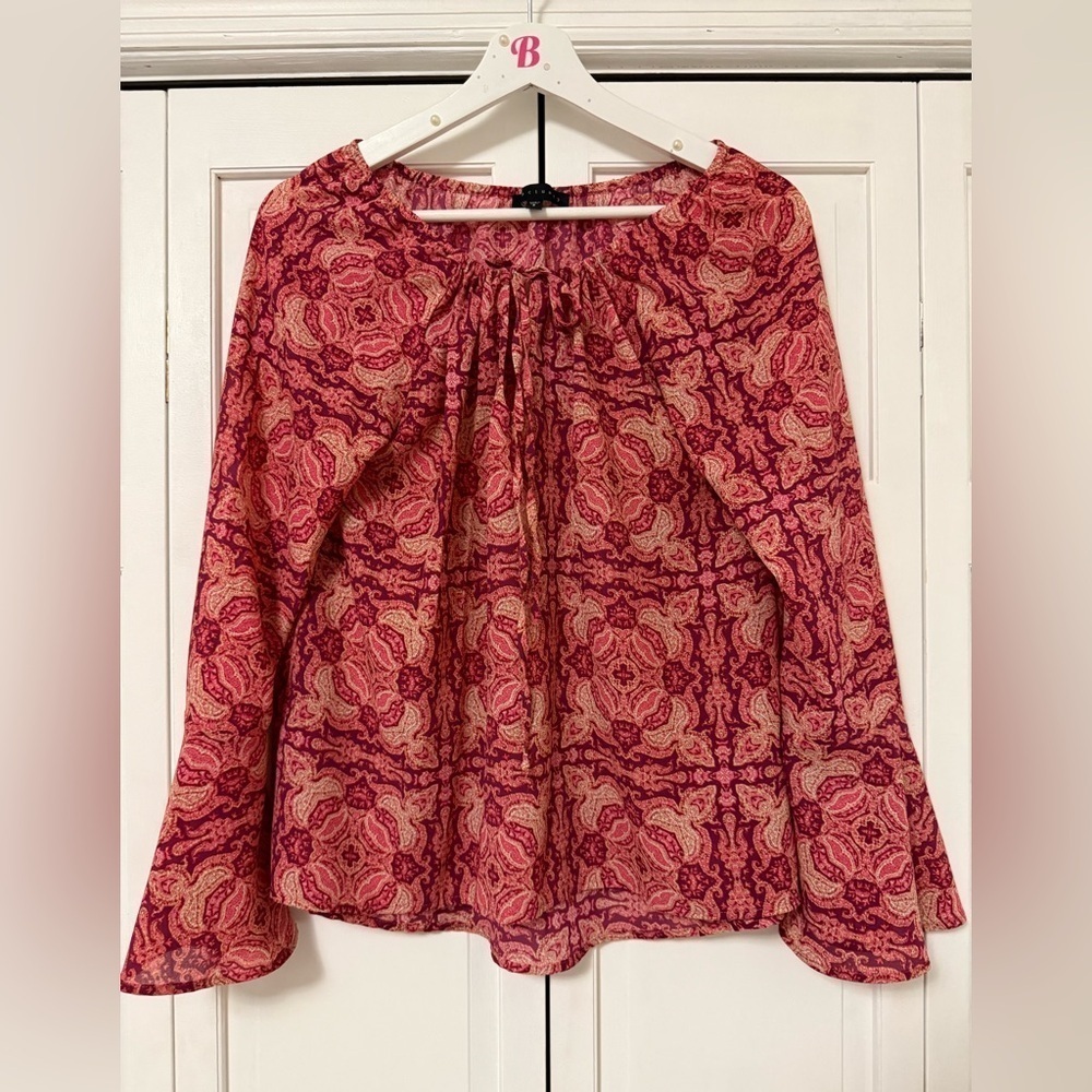 Sanctuary Lyric Printed Blouse Bell Sleeve Hippie Festival Sheer Country Small